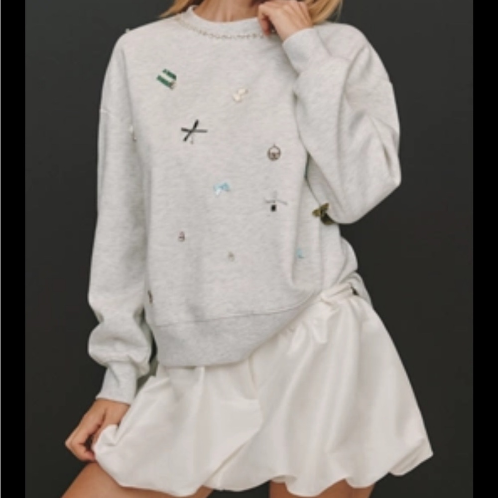 Maeve Icon Embellished Sweatshirt in size Petite Medium